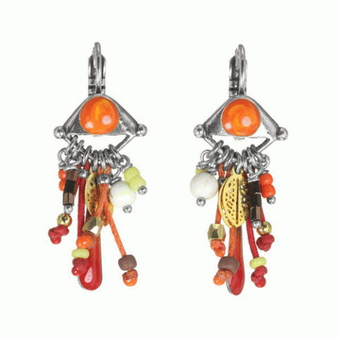 Серьги из коралла, сердолика, яшмы и лавы MARABOUT 12--62229