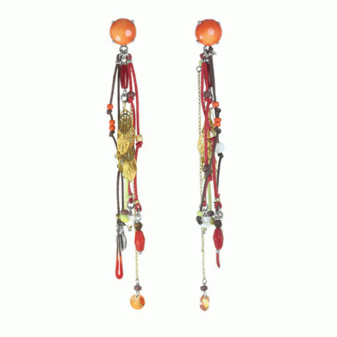 Серьги из коралла, сердолика, яшмы и лавы MARABOUT 12--62234
