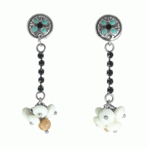 Серьги из амазонита, яшмы, кокоса и Сваровски SEZANE 12--62240