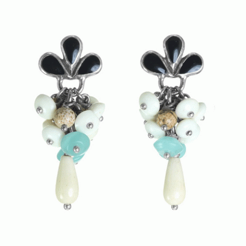 Серьги из амазонита, яшмы, кокоса и Сваровски SEZANE 12--62242