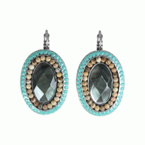 Серьги из амазонита, яшмы, кокоса и Сваровски SEZANE 12--62243