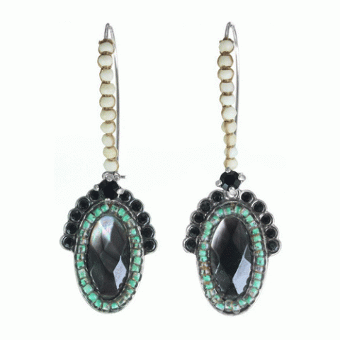 Серьги из амазонита, яшмы, кокоса и Сваровски SEZANE 12--62245