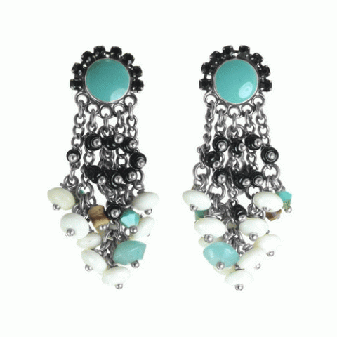 Серьги из амазонита, яшмы, кокоса и Сваровски SEZANE 12--62248