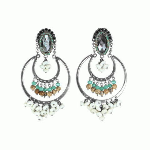 Серьги из амазонита, яшмы, кокоса и Сваровски SEZANE 12--62249