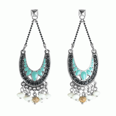 Серьги из амазонита, яшмы, кокоса и Сваровски SEZANE 12--62251