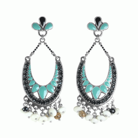 Серьги из амазонита, яшмы, кокоса и Сваровски SEZANE 12--62252