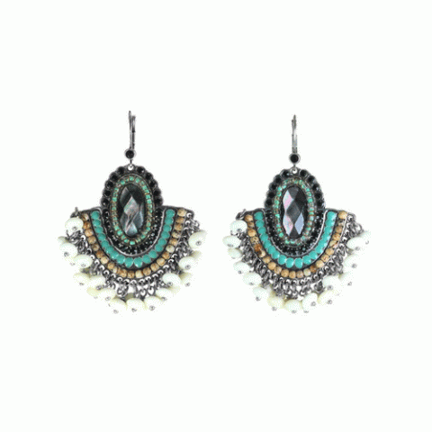 Серьги из амазонита, яшмы, кокоса и Сваровски SEZANE 12--62253