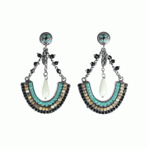 Серьги из амазонита, яшмы, кокоса и Сваровски SEZANE 12--62254