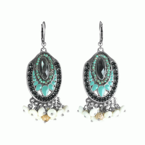 Серьги из амазонита, яшмы, кокоса и Сваровски SEZANE 12--62255