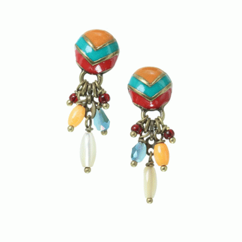 Серьги из коралла, нефрита, перламутра и кристаллов Swarovski JENNY 12--62262