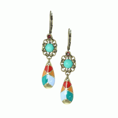 Серьги из коралла, нефрита, перламутра и кристаллов Swarovski JENNY 12--62264