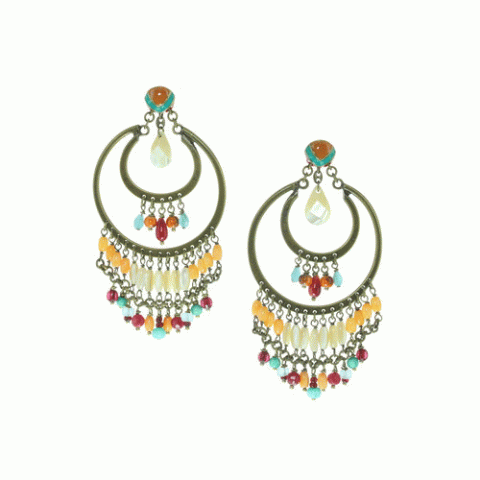 Серьги из коралла, нефрита, перламутра и кристаллов Swarovski JENNY 12--62266