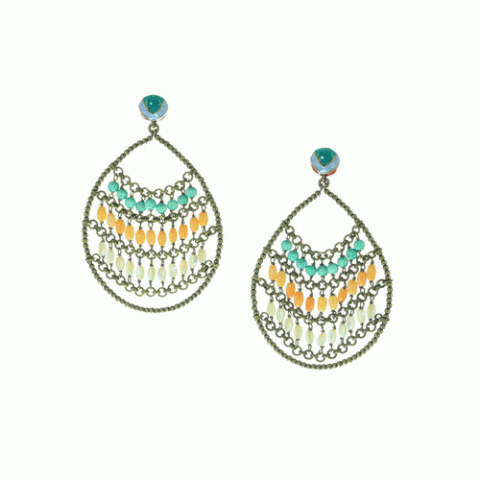 Серьги из коралла, нефрита, перламутра и кристаллов Swarovski JENNY 12--62267