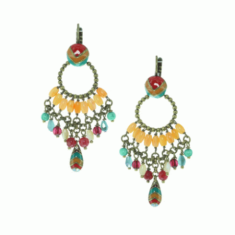 Серьги из коралла, нефрита, перламутра и кристаллов Swarovski JENNY 12--62269