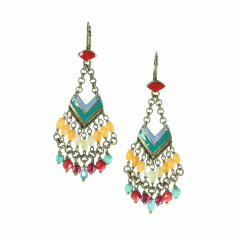 Серьги из коралла, нефрита, перламутра и кристаллов Swarovski JENNY 12--62270