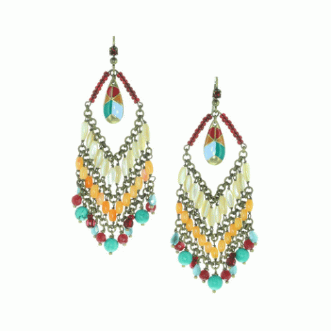 Серьги из коралла, нефрита, перламутра и кристаллов Swarovski JENNY 12--62272