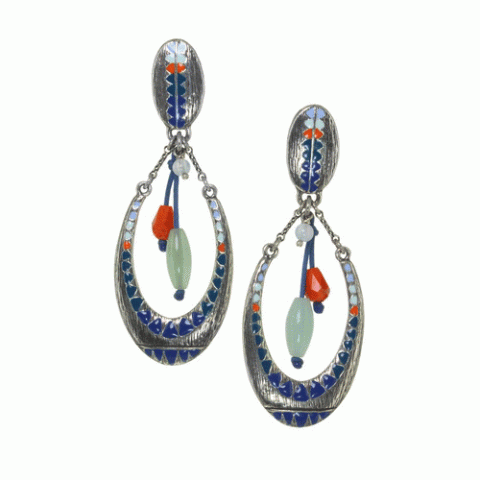 Серьги из амазонита, авантюрина, лазурита и халцедона MEIKA 12--62289