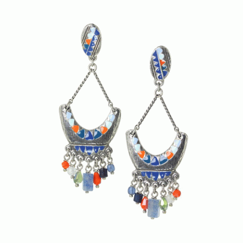 Серьги из амазонита, авантюрина, лазурита и халцедона MEIKA 12--62290