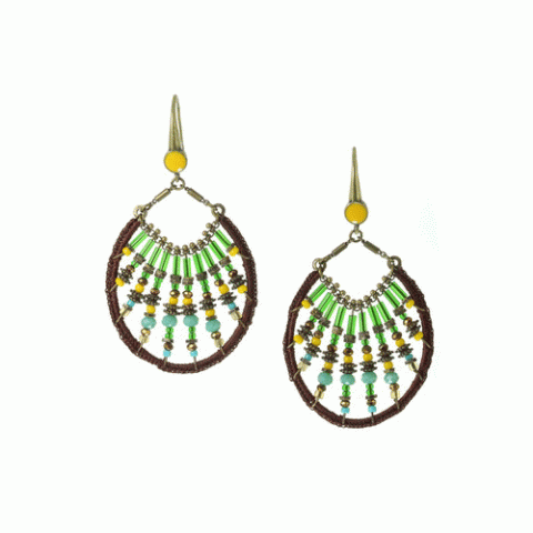 Серьги из бусин, рога, семян Тагуа и кристаллов Swarovski ANOUK 12--62300