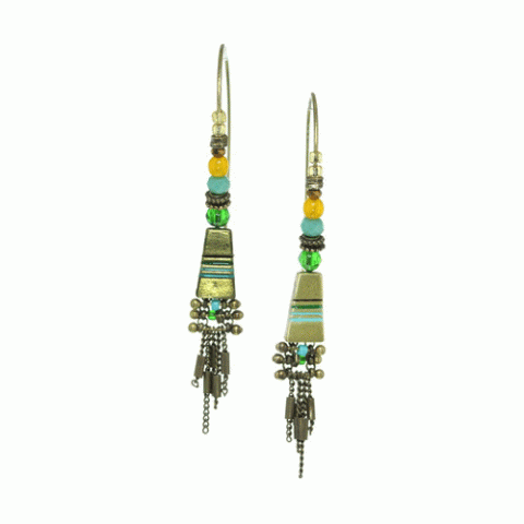 Серьги из бусин, рога, семян Тагуа и кристаллов Swarovski ANOUK 12--62301