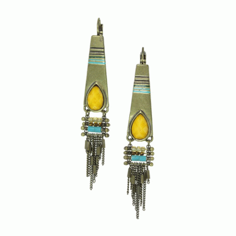 Серьги из бусин, рога, семян Тагуа и кристаллов Swarovski ANOUK 12--62302