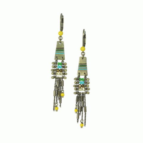 Серьги из бусин, рога, семян Тагуа и кристаллов Swarovski ANOUK 12--62304