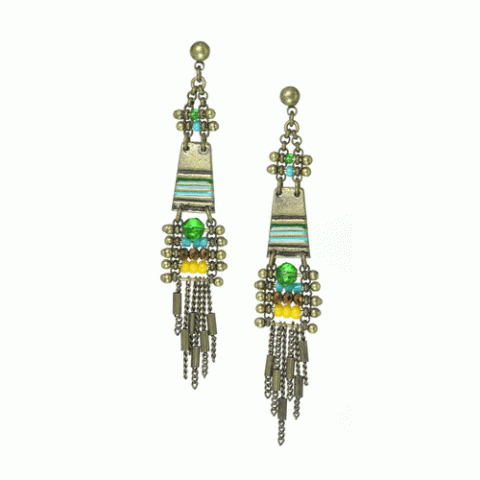 Серьги из бусин, рога, семян Тагуа и кристаллов Swarovski ANOUK 12--62309