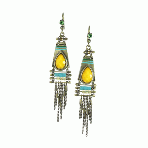 Серьги из бусин, рога, семян Тагуа и кристаллов Swarovski ANOUK 12--62310