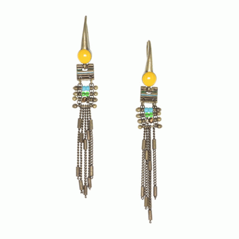 Серьги из бусин, рога, семян Тагуа и кристаллов Swarovski ANOUK 12--62313