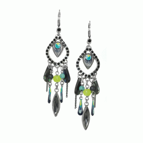 Серьги из амазонита, жемчуга, гематита и кристаллов Swarovski ISALINE 12--62329