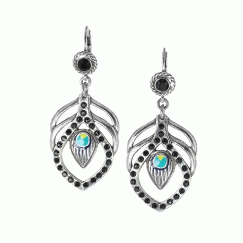 Серьги из амазонита, жемчуга, гематита и кристаллов Swarovski ISALINE 12--62330