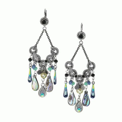 Серьги из амазонита, жемчуга, гематита и кристаллов Swarovski ISALINE 12--62332