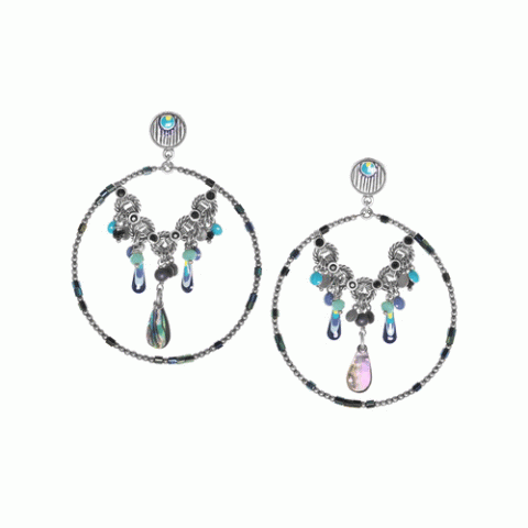 Серьги из амазонита, жемчуга, гематита и кристаллов Swarovski ISALINE 12--62333