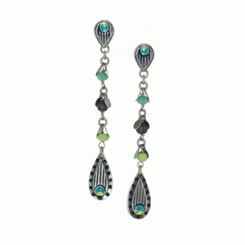 Серьги из амазонита, жемчуга, гематита и кристаллов Swarovski ISALINE 12--62334