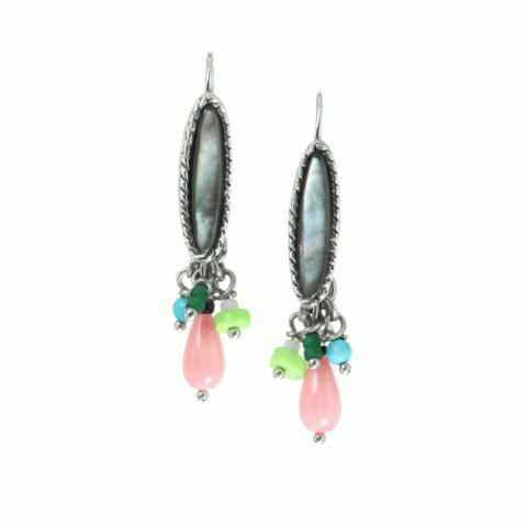 Серьги из авантюрина, перламутра, коралла и говлита BETSY 12--62368