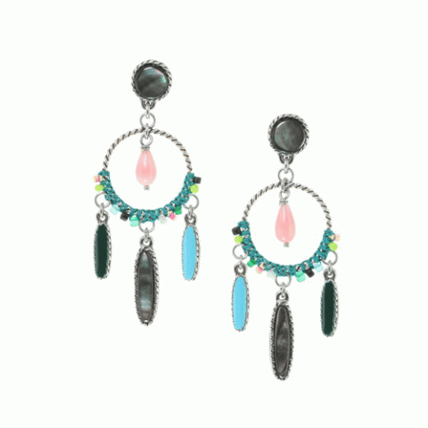 Серьги из авантюрина, перламутра, коралла и говлита BETSY 12--62371