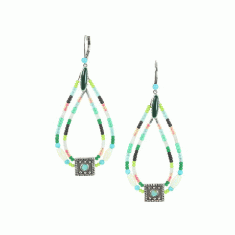 Серьги из авантюрина, перламутра, коралла и говлита BETSY 12--62373