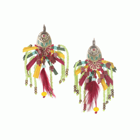 Серьги из авантюрина, коралла, нефрита, яшмы и замши WANITA 12--62380
