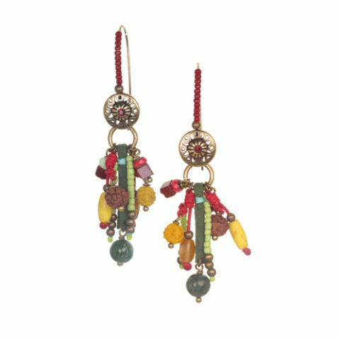 Серьги из авантюрина, коралла, нефрита, яшмы и замши WANITA 12--62381