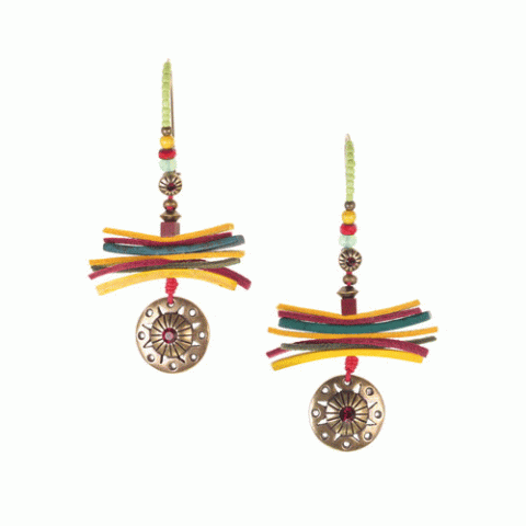 Серьги из авантюрина, коралла, нефрита, яшмы и замши WANITA 12--62382
