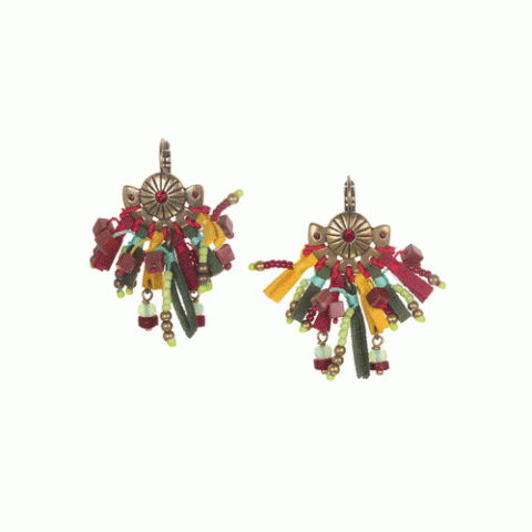 Серьги из авантюрина, коралла, нефрита, яшмы и замши WANITA 12--62383