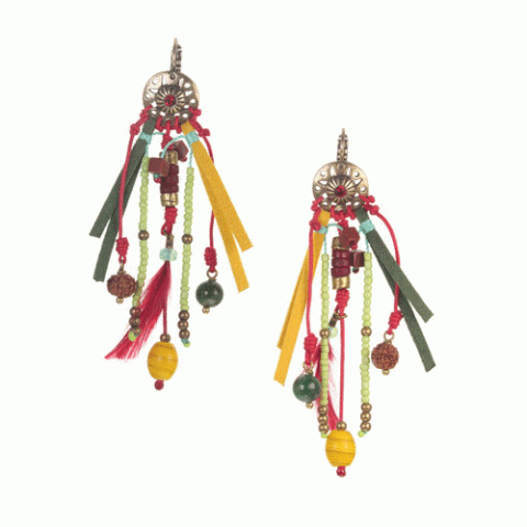 Серьги из авантюрина, коралла, нефрита, яшмы и замши WANITA 12--62384