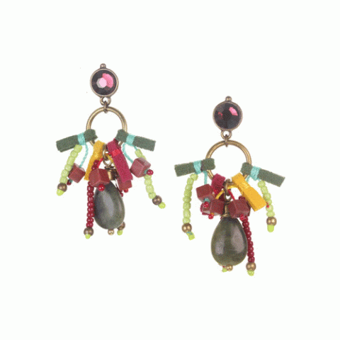 Серьги из авантюрина, коралла, нефрита, яшмы и замши WANITA 12--62386