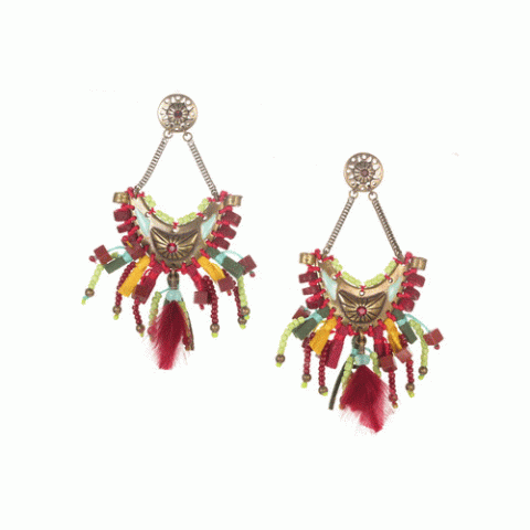 Серьги из авантюрина, коралла, нефрита, яшмы и замши WANITA 12--62390