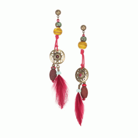 Серьги из авантюрина, коралла, нефрита, яшмы и замши WANITA 12--62392