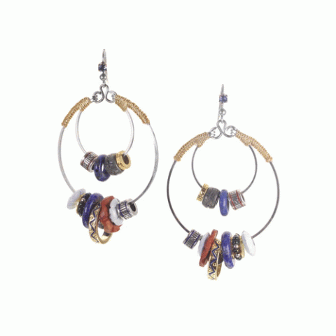 Серьги из унакита, лазурита, кожи, замши и Swarovski REBECA 12--62400