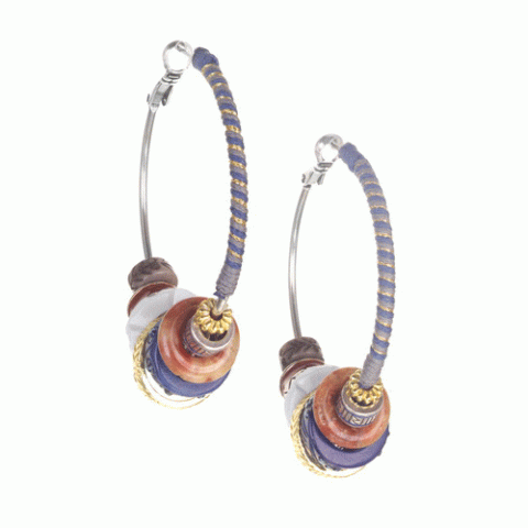 Серьги из унакита, лазурита, кожи, замши и Swarovski REBECA 12--62401