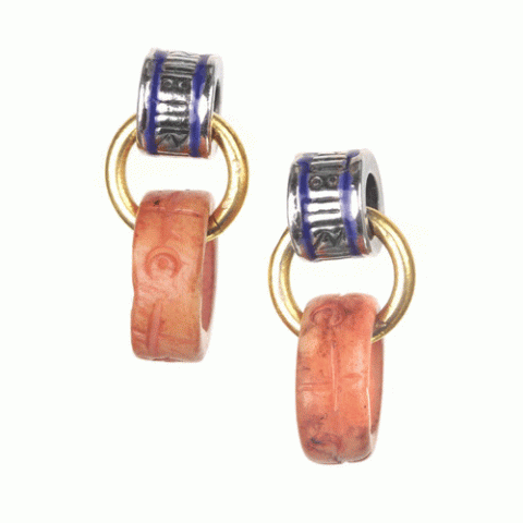 Серьги из унакита, лазурита, кожи, замши и Swarovski REBECA 12--62402