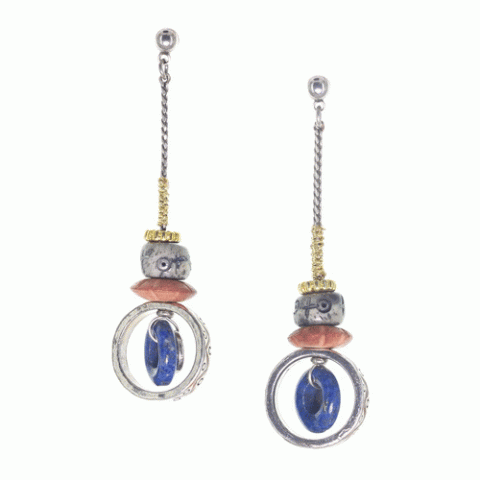 Серьги из унакита, лазурита, кожи, замши и Swarovski REBECA 12--62403