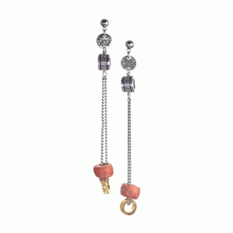 Серьги из унакита, лазурита, кожи, замши и Swarovski REBECA 12--62405